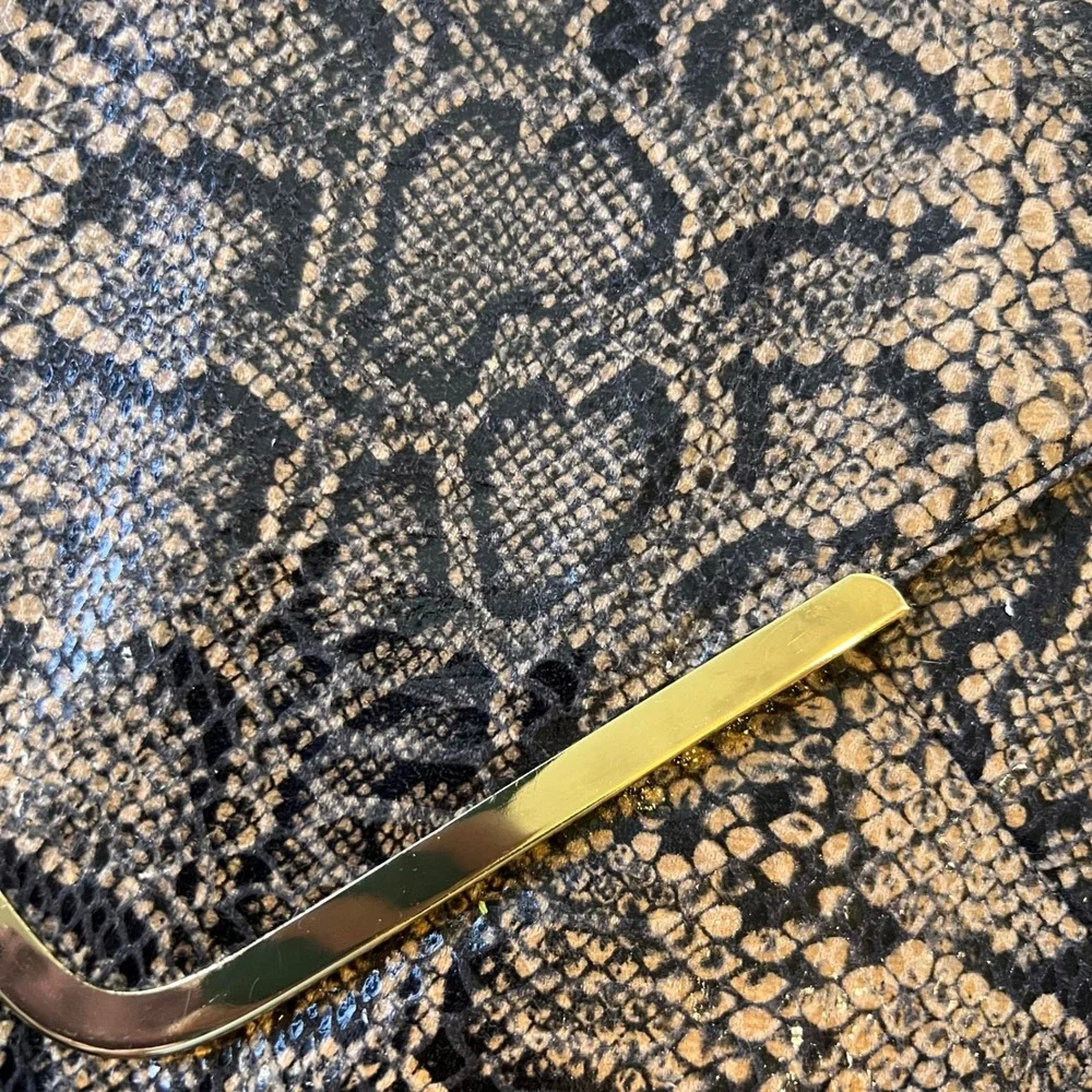 Miss Selfridge Large‎ Python Snake Print Clutch w/Gold Chain Strap Y2K 2000s 90s